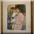 A18. Mother and child watercolor signed Wendy Shalen. Frame: 18”h x 15”w 